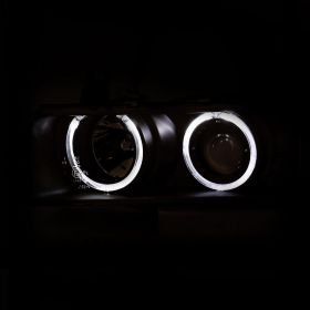 AmeriLite for 1992-1998 BMW 3 Series E36 4-Door 1pc LED Halo Chrome Projector Headlights Assembly Set - Passenger and Driver Side