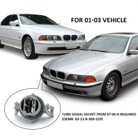 AmeriLite Black Projector Replacement Headlights Dual LED Halo Set For 97-03 BMW 5 Series E39 - Passenger and Driver Side