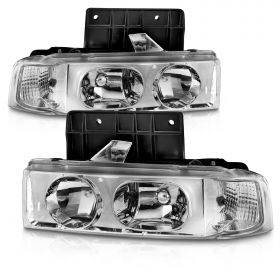 AmeriLite 1Pc Chrome Replacement Headlights / Corner Set For Chevy Astro - Passenger and Driver Side