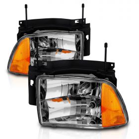 AmeriLite Crystal Headlights Amber Reflector For Chevy Blazer - Passenger and Driver Side