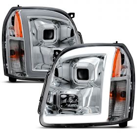 AmeriLite 2007-2014 For GMC Yukon / Yukon XL Denali/Yukon Hybrid Chrome LED Bar Projector Headlights Set