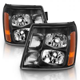 AmeriLite for 2002-2006 Cadillac Escalade HID Type Black Replacement Headlights Pair w/DRL & Bulb included - Passenger and Driver Side
