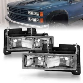 AmeriLite Chrome Headlights For Chevy Fullsize Pair - Passenger and Driver Side