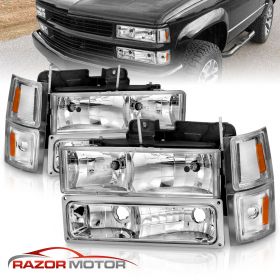AmeriLite Chrome Crystal Headlights Sets for Chevy C/K Fullsize - Passenger and Driver Side