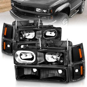 AmeriLite Black Crystal Headlights Halo Sets for Fullsize - Passenger and Driver Side