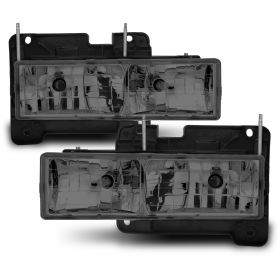 AmeriLite Smke Crystal Headlights Set For Chevy Fullsize - Passenger and Driver Side