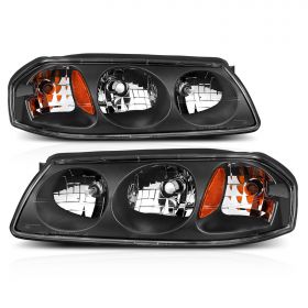 AmeriLite Black Headlights for Chevy Impala (Pair) High/Low Beam Bulb Included