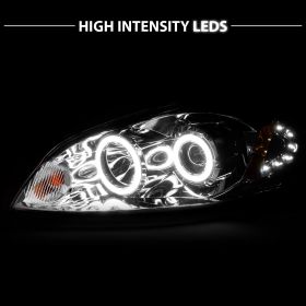 AmeriLite Projector Headlights Chrome Amber(CCFL Halo) for Chevy Impala/Monte Carlo - Passenger and Driver Side