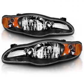 AmeriLite Black Replacement Headlights Set For 00-05 Chevy Monte Carlo - Passenger and Driver Side