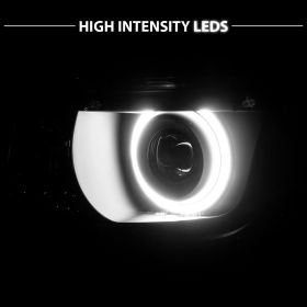 AmeriLite for 2010-2013 Chevy Camaro 2Dr Halogen Type Black Xtreme LED Tube Square Projector Headlights Pair - Passenger and Driver Side