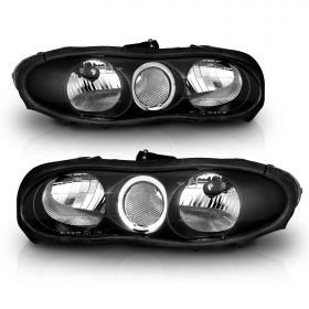 AmeriLite Headlights Halo Black For Chevy Camaro - Passenger and Driver Side
