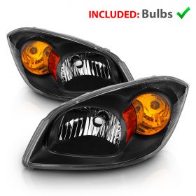 AmeriLite Replacement Headlights 2/4 Door Black Set For Chevy Cobalt (Base, Ls, Lt, Ltz Model) - Passenger and Driver Side