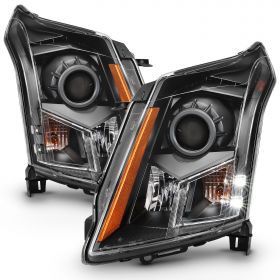 AmeriLite for 2010-2016 Cadillac SRX LED Black Projector Headlights Set - Passenger and Driver Side