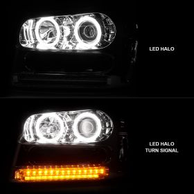 AmeriLite Chrome Projector Headlights CCFL Halo for Chevy Trailblazer - Passenger and Driver Side