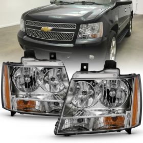 AmeriLite for Chevy 07-13 Tahoe/Suburban/Avalanche Factory Style Replacement Headlights Pair - Driver and Passenger Side