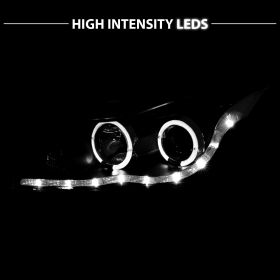 AmeriLite Projector Headlights Halo Black (Led Eyebrow Design) For Chevy Cruze - Passenger and Driver Side
