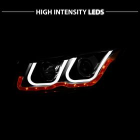 AmeriLite Black Projector Headlights Bar Style For Chevy Cruze - Passenger and Driver Side