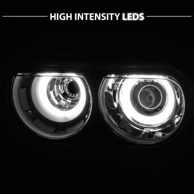 AmeriLite Projector Headlights Dual Black (Hid Compatible& CCFL Halo) for Dodge Challenger - Passenger and Driver Side