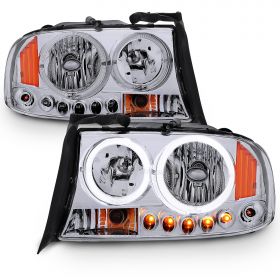 AmeriLite Chrome Replacement Headlight Turn Signal LED Halo 1pc For Dodge Dakota / Durango - Passenger and Driver Side