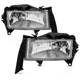 AmeriLite for Dodge 1997-2004 Dakota Durango Crystal Euro Replacement Aftermarket Headlights Set - Passenger and Driver Side