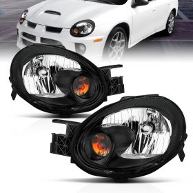 AmeriLite Black Replacement Headlights Set For 03-05 Dodge Neon - Passenger and Driver Side