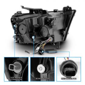 AmeriLite for 2019-2023 Ram 1500 Sequential LED DRL Light Tube Square Projector Chrome Headlight Set - Passenger and Driver Side
