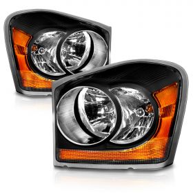 AmeriLite Headlights Black Amber For Dodge Durango - Passenger and Driver Side
