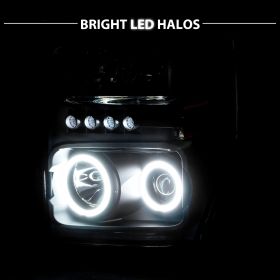 AmeriLite Black Projector Headlights CCFL Halo for Ford F-250/Super Duty - Passenger and Driver Side