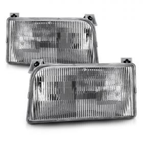 AmeriLite Chrome Clear Replacement Headlight Set For Ford F150 F250 F350 Bronco w/Bulb