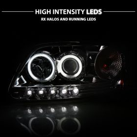 AmeriLite Chrome Projector Headlights CCFL Halo for Ford F-150 - Passenger and Driver Side