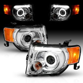 AmeriLite Chrome Projector Headlights For Ford Escape (Pair) High/Low Beam Bulb Included