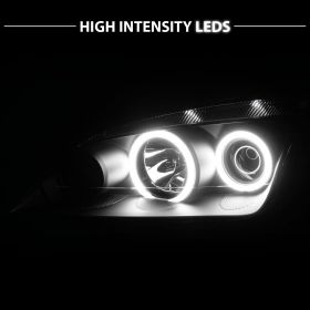 AmeriLite Projector Headlights 4Door Black (CCFL Halo) for Ford Focus ZX4 - Passenger and Driver Side