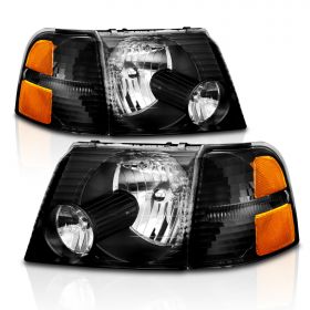 AmeriLite Headlights Black With C.L Amber For Ford Explorer - Passenger and Driver Side