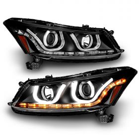AmeriLite Black Projector Headlights Bar Style For Honda Accord - Passenger and Driver Side