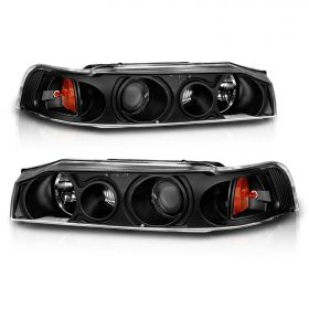 AmeriLite Black Replacement Projector Headlights Set For 90-93 Honda Accord - Passenger and Driver Side