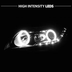 AmeriLite Projector Headlights Black Amber (CCFL Halo) for Honda Civic 4 Door/Hybrid - Passenger and Driver Side