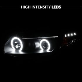 AmeriLite Projector Headlights Black Amber X-LED Halo for Honda Civic 2 Door - Passenger and Driver Side
