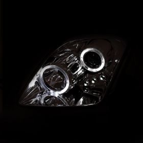 AmeriLite Chrome Projector Replacement Headlights Dual Halo LED Set For 97-01 Honda Prelude - Passenger and Driver Side
