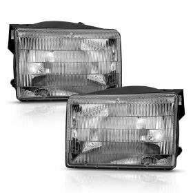 AmeriLite for 1993-1998 Jeep Grand Cherokee SUV Headlights Factory OE Style Replacement Headlamps Assembly Main Kit Pair - Driver and Passenger Side