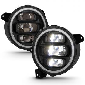 AmeriLite [Full LED] 3 Projectors for Jeep Wrangler JL Gladiator JT 2018-20 Sahara Rubicon