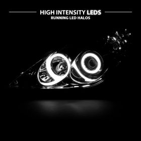 AmeriLite Chrome Projector Headlights Ultra Bright LED Halo For Lexus ES 300/330 - Passenger and Driver Side