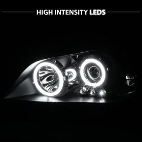 AmeriLite Projector Headlights Black (CCFL Halo) for Lexus is 300 - Passenger and Driver Side