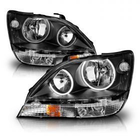 AmeriLite Dual CCFL Halo Black Replacement Headlights For Lexus RX 300 - Passenger and Driver Side