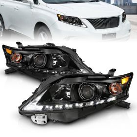 AmeriLite Black Projector Replacement Headlights LED Bar Set For Lexus RX350 - Passenger and Driver Side