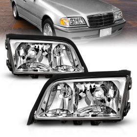 AmeriLite Crystal Headlights For Mercedes-Benz C Class W202 - Passenger and Driver Side