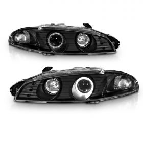AmeriLite Projector Headlights G2 1 Halo Black For Mitsubishi Eclipse - Passenger and Driver Side