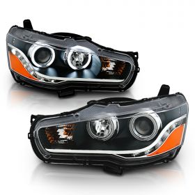2008-2016 Dual CCFL Halo LED DRL Projector Headlights For Mitsubishi Lancer Evo