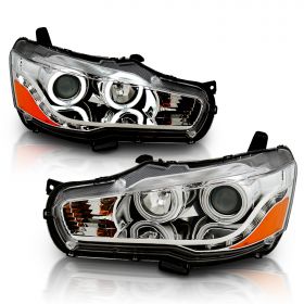 2008-2016 CCFL Halo LED DRL Chrome Projector Headlight For Mitsubishi Lancer Evo