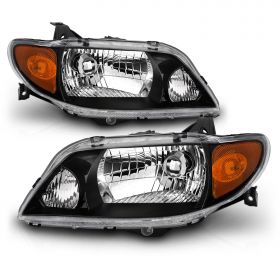 AmeriLite Crystal Headlights Black Amber For Mazda Protege - Passenger and Driver Side