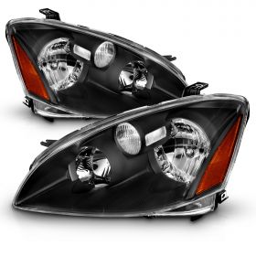 AmeriLite Black Replacement Headlights Set For 02-04 Altima - Passenger and Driver Side